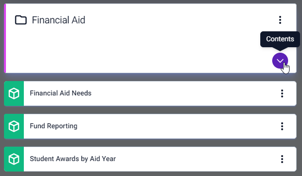 The drop-down menu expands to revela the contents of the folder.